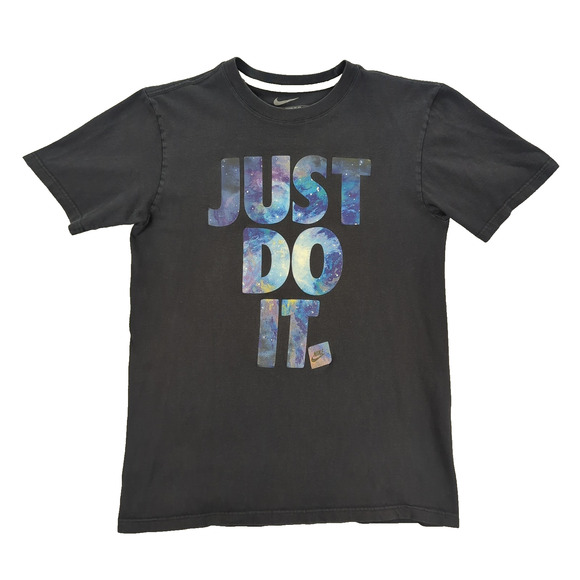 Nike Shirt Mens Medium Black Just Do It Swoosh Logo Spell Out Tee Athletic - Picture 1 of 6